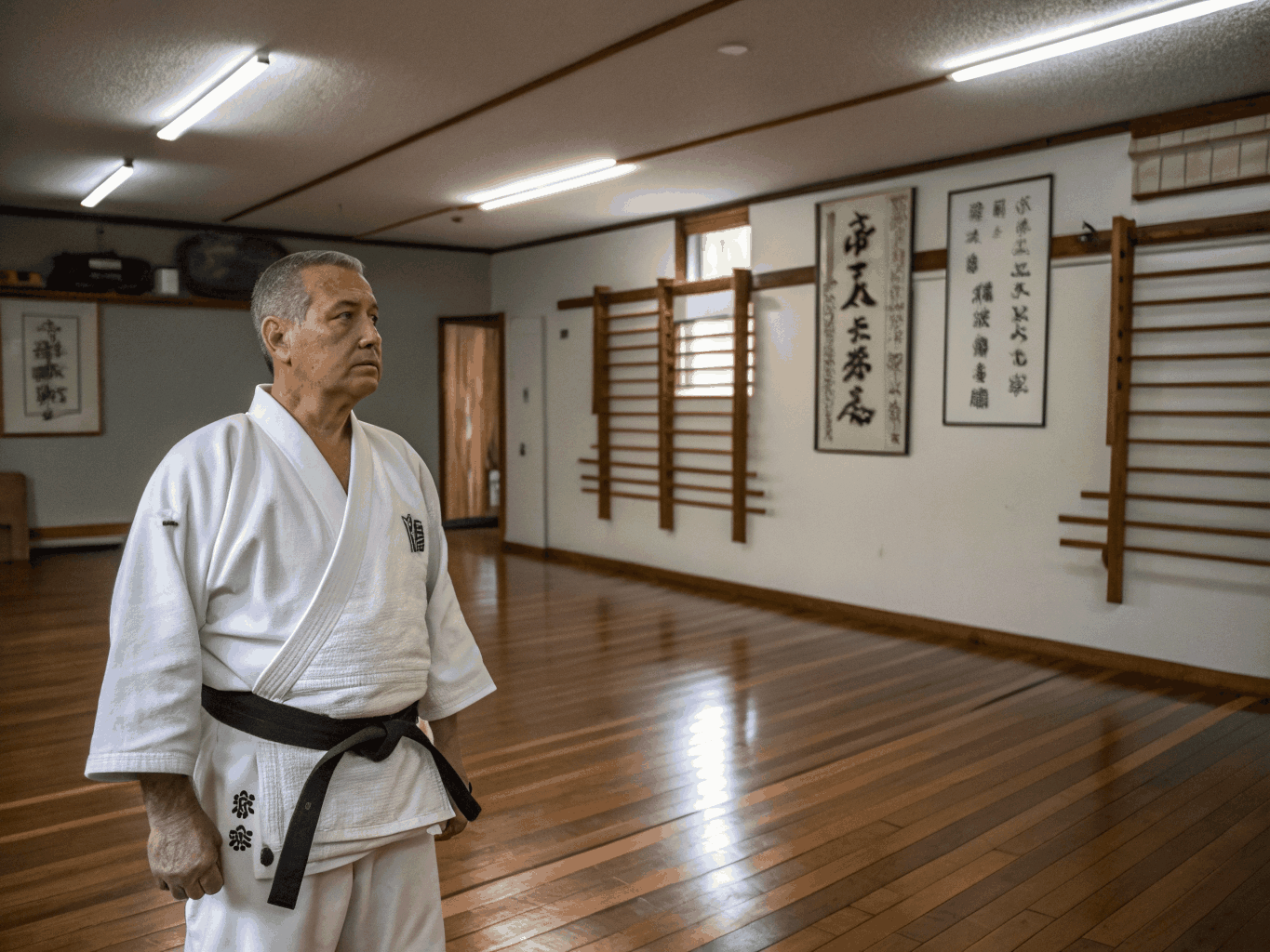 Marc Janssens tijdens een gecontroleerde aikido-oefening op de mat